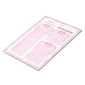 Pink Floral Coquette Bow To Do List Daily Planner Notizblock (angewinkelt)