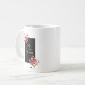 Pink Floral Corner Bouquets auf schwarzen Rahmen C Kaffeetasse (Vorderseite Links)