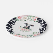 Pink Floral Cow Birthday Party Pappteller (Schrägansicht)