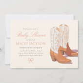 Pink Floral Cowgirl Boots Baby Dusche Einladung (Vorderseite)