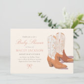 Pink Floral Cowgirl Boots Baby Dusche Einladung (Stehend Vorderseite)