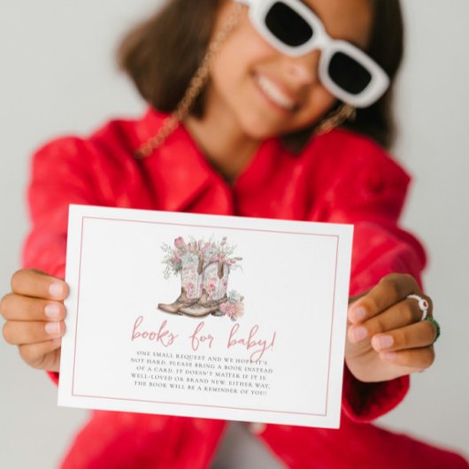 Pink Floral Cowgirl Boots Greenery Books For Baby Einladung