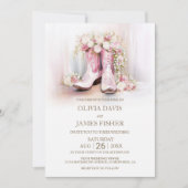 Pink Floral Cowgirl Boots Wedding  Einladung (Vorderseite)