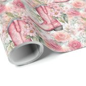 Pink Floral Cowgirl Western Weihnachten Geschenkpapier (Rolleneckpunkt)