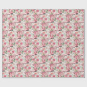 Pink Floral Cowgirl Western Weihnachten Geschenkpapier (Flach)