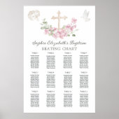 Pink Floral Cross Angel Baptism Seating Chart Poster (Vorne)