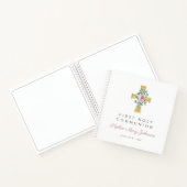 Pink Floral Cross First Communityguestbook Notizblock (Innenseite)