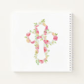 Pink Floral Cross First Communityguestbook Notizblock (Rückseite)