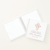 Pink Floral Cross First Communityguestbook Notizblock (Innenseite)