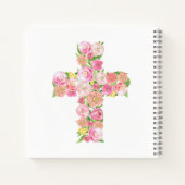 Pink Floral Cross First Communityguestbook Notizblock (Rückseite)
