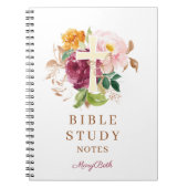 Pink Floral Cross Personalized Bible Study Notizblock (Vorderseite)