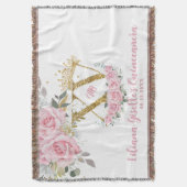 Pink Floral Crown XV QUINCEAÑERA Quince Keepake Decke (Vorderseite Vertikal)