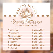 Pink Floral Cupcake Bakery Pastry Shop Store Hours Fensteraufkleber (Blatt 2)