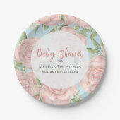 Pink Floral Custom Baby Dusche Pappteller (Vorderseite)
