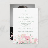 Pink Floral Custom Foto Gedenkfeier Liebe eins Mitteilungskarte (Vorne/Hinten)