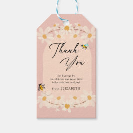 Pink Floral Daisy Bees Baby Dusche Geschenkanhänger