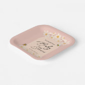 Pink Floral Daisy Bees Baby Dusche Pappteller (Gewinkelt)