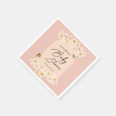 Pink Floral Daisy Bees Baby Dusche Serviette (Ecke)