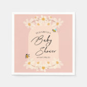 Pink Floral Daisy Bees Baby Dusche Serviette (Vorderseite)