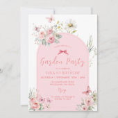 Pink Floral Daisy Butterfly Garden Party Einladung (Vorderseite)