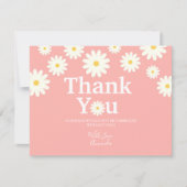 Pink Floral Daisy Danke Karte (Vorderseite)