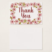 Pink Floral Danke Karte (Vorne & Hinten)