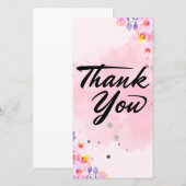 Pink Floral Danke Karte (Vorne/Hinten)