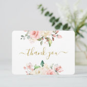 Pink Floral danke Karte (Stehend Vorderseite)