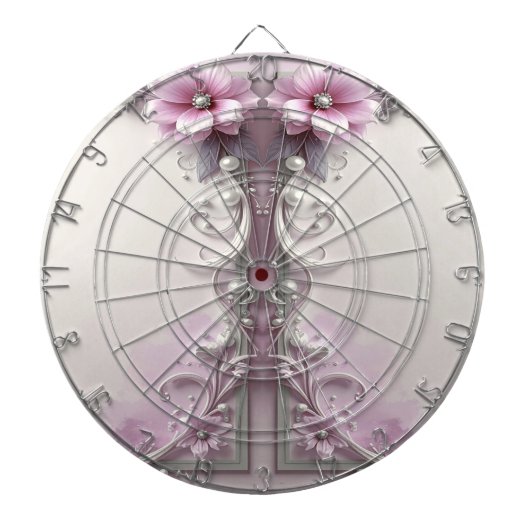 Pink Floral Dartboard Dartscheibe (vorne)