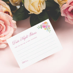 Pink Floral Date Night Ideas Brautparty Begleitkarte