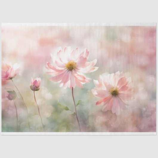 Pink Floral Decoupage Tissue Paper Seidenpapier (Vorderseite)