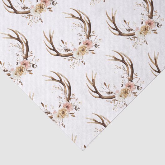 Pink Floral Deer Antlers Seidenpapier (Detail)
