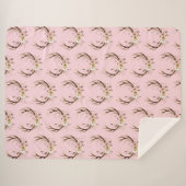 Pink Floral Deer Antlers Sherpadecke (Vorderseite (Horizontal))