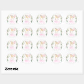 Pink Floral Deer Birthday Favor Sticker (Blatt)