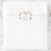 Pink Floral Deer Birthday Favor Sticker (Tasche)