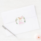 Pink Floral Deer Birthday Favor Sticker (Umschlag)