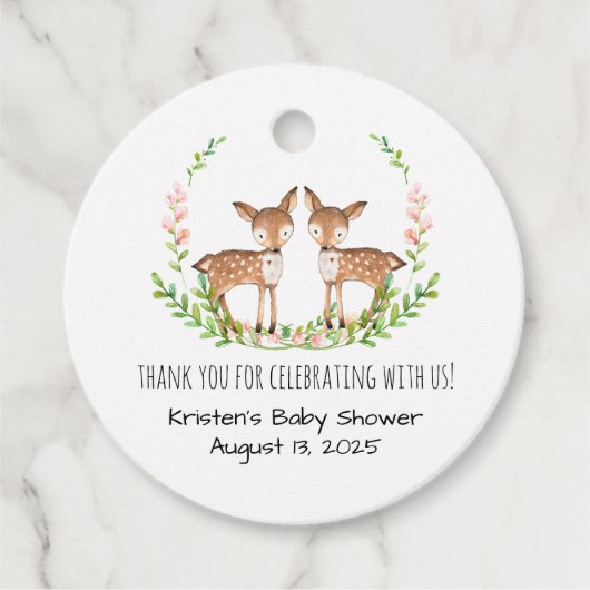 Pink Floral Deh Danke Geschenkanhänger (Vorderseite)