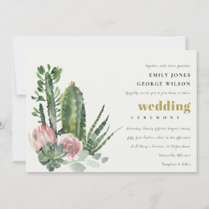 PINK FLORAL DESERT CACTI FAUNA WATERCOLOR WEDD EINLADUNG