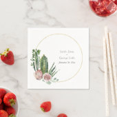 PINK FLORAL DESERT CACTI FAUNA WATERCOLOR WEDD SERVIETTE (Beispiel)