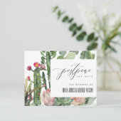 PINK FLORAL DESERT CACTI FOLIAGE POSTPONE DATUM ANKÜNDIGUNGSPOSTKARTE (Stehend Vorderseite)