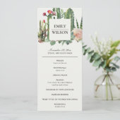 PINK FLORAL DESERT CACTI WEDDING CEREMONONY PROGRA MENÜKARTE (Stehend Vorderseite)