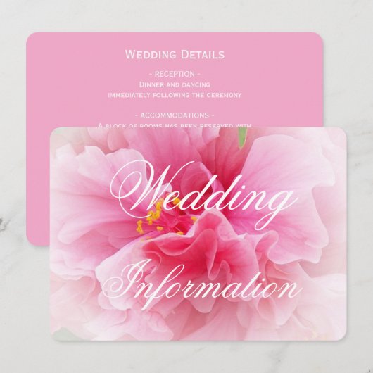 Pink Floral Design Wedding Begleitkarte (Vorne/Hinten)