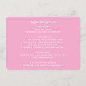 Pink Floral Design Wedding Begleitkarte (Rückseite)