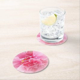 Pink Floral Design Wedding Runder Pappuntersetzer