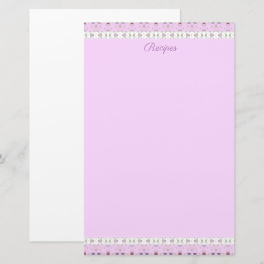 Pink Floral Designer Briefpapier (Vorne/Hinten)