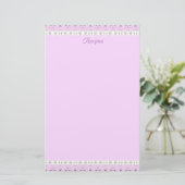 Pink Floral Designer Briefpapier (Stehend Vorderseite)
