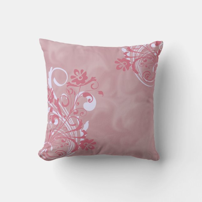 Pink Floral Designer Kissen (Vorderseite)
