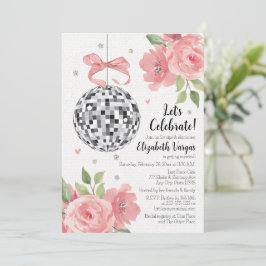 Pink Floral Disco Themed Bridal Dusche Einladung