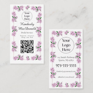 Pink Floral Doula-Dienste QR-Code Ihr Logo Visitenkarte