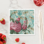 Pink Floral Dragonfly Ephemere Serviette (Beispiel)